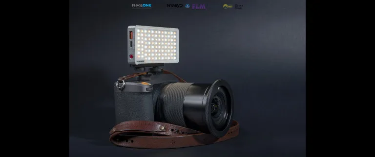 The Nitecore SCL10 2-in-1 Smart Camera Light on the Hasselblad X1D II