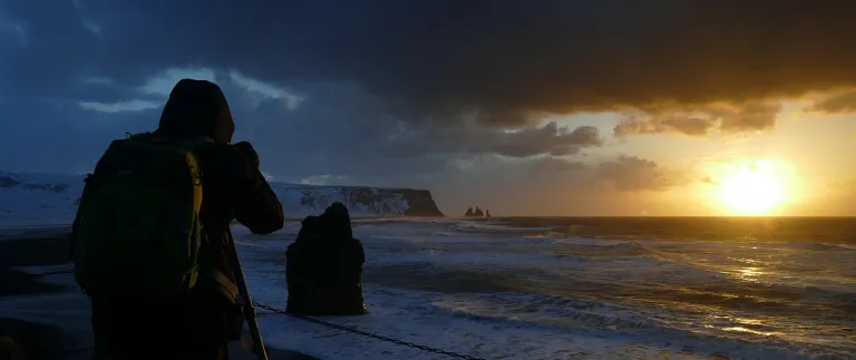 Vieri at work at Arnardrangur, Iceland 2018